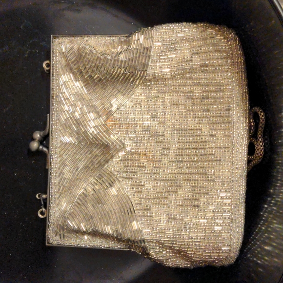 Vintage Magid Handmade Silver Beaded Clutch - Picture 2 of 6